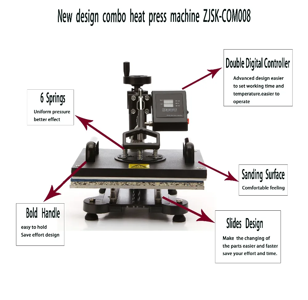 Advanced Slide Design 9 In 1 Heat Press Machine , Heat Press/Sublimation printer For Tshirt / Cellphone Case Etc CE Approved