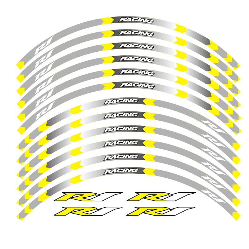Sıcak satış 7 renk YAMAHA YZF R1 motosiklet tekerlek çıkartmaları yansıtıcı çıkartmalar jant çizgili YZF R1 motosiklet 17 inç