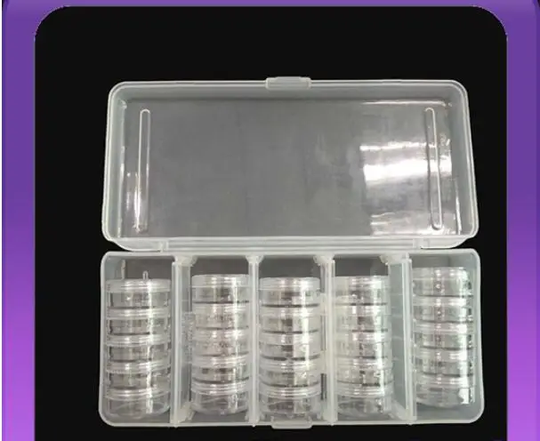 

Transparent Case 190*95mm with 25pcs Mini Box Nail Art Tip Glitter Boxes Storage Nail Art Rhinestone Case Removable