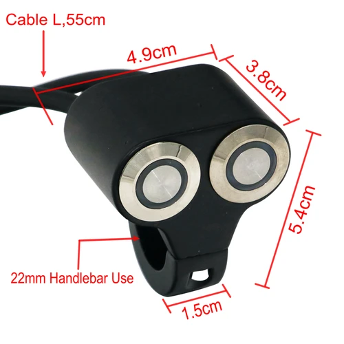 Imagen 2 del producto LMoDri 22mm manillar motocicleta interruptores ATV Scooter faro freno de peligro luz antiniebla interruptor ON-OFF aluminio con indicador DIY