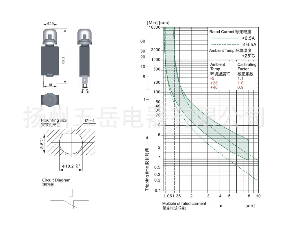 2Pcs RB2 Circuit Breakers Overload Short Protector for Electric System Motor Transformer Rectifier 2Pins 250V 2.5A 8A 10A 15A image 6