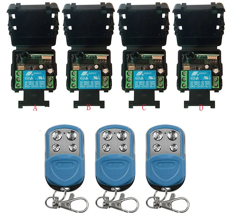 DC12V 24V 1 CH 1Channel 1CH Wireless RF Remote Control Light Switch 10A Relay Output Radio Receiver Module +Transmitter shutters