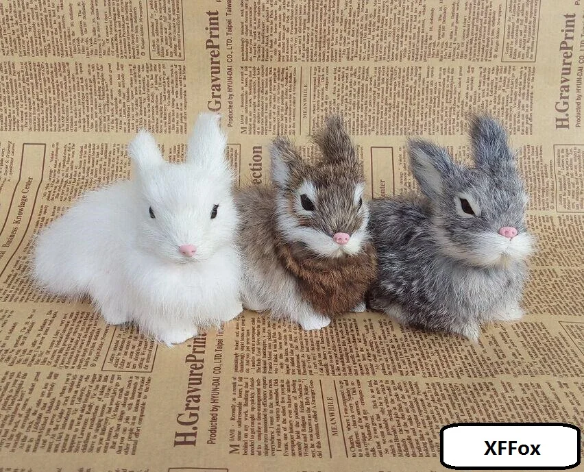 3 pieces a set real life cute rabbit models plastic&furs new rabbit dolls gift about 14x8x10cm xf1968