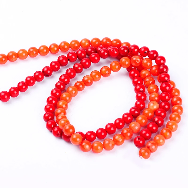 1pack/Lot 7.5mm High Quality Round Natural Red Pink Orange Coral Loose Spacer Beads Diy For Bracelet Necklace Jewelry Making