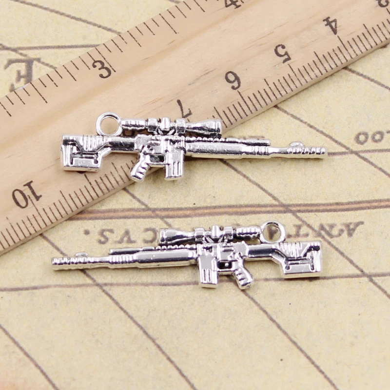 10pcs Charms Sniper Rifle Gun 8x42mm Tibetan Silver Color Pendants Antique Jewelry Making DIY Handmade Craft