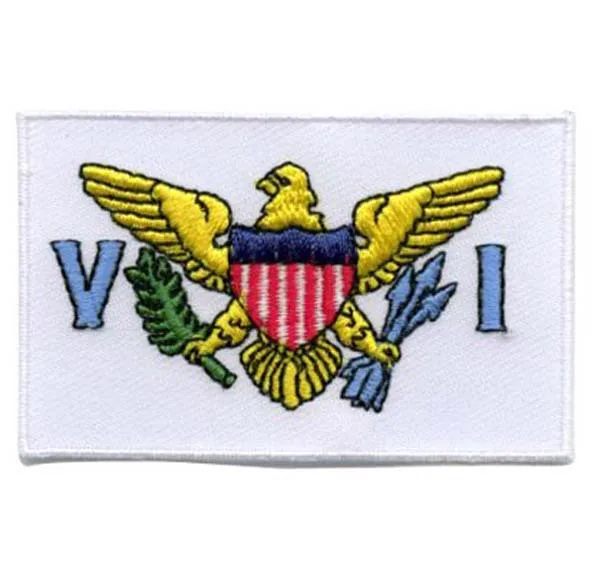 Virgin Islands Patch Woven Labels for Garments Flat Broder Twill with Iron On Backing Accept Customized MOQ50pcs