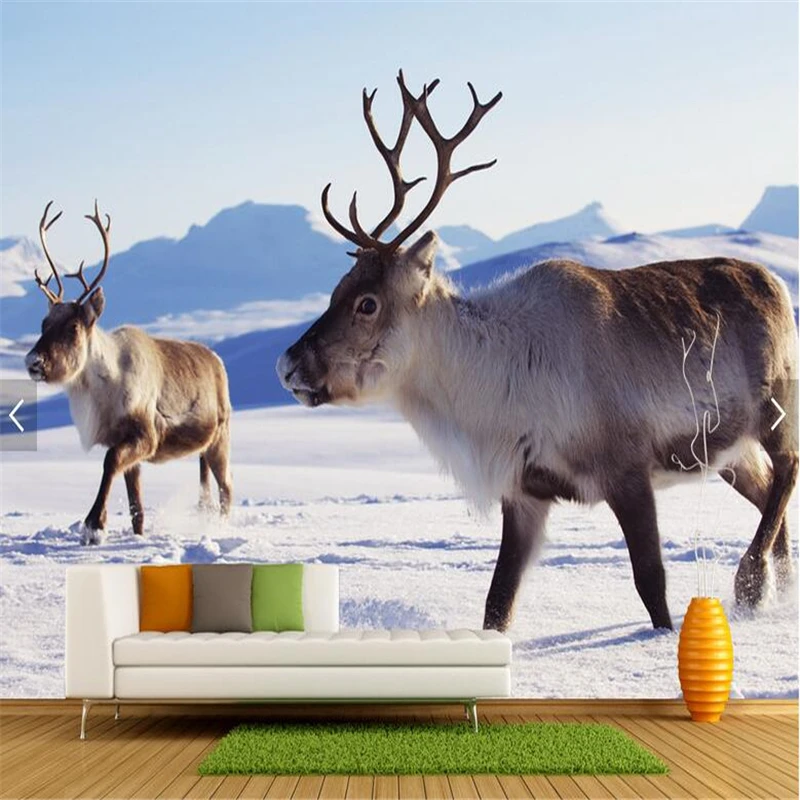 

beibehang papel de parede Custom Photo Wallpaper Mural Wall Sticker Snowy Elk Background Wall for walls 3 d wall paper