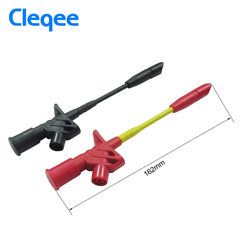 Cleqee P5005 2pcs 10A Professional Piercing Needle Test Clips Multimeter Testing Probe Hook with 4mm Socket