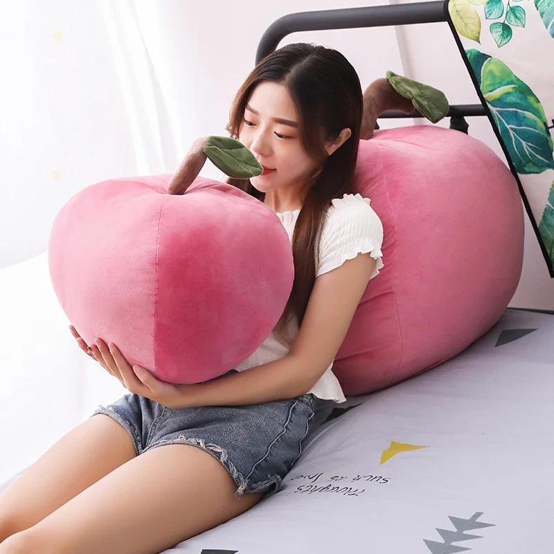 25cm/40cm Pink Simulation Apple Plush Toy Soft Sweet Cartoon Apple Stuffed Doll Bed Decoration Pillow Cushion Christmas Gift image 2