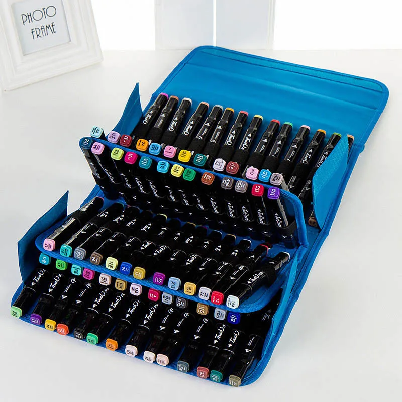 3 Color 80 Hole Markers Pen Bags Stationery Art Markers Pen Bags Artist Sketch Copic Markers Pen bag For Animation Design