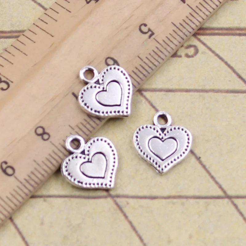 40 sztuk Charms serce 13x11mm antyczne srebro kolor zawieszki dokonywanie DIY ręcznie robione tybetańskie znalezienie biżuteria dla bransoletka