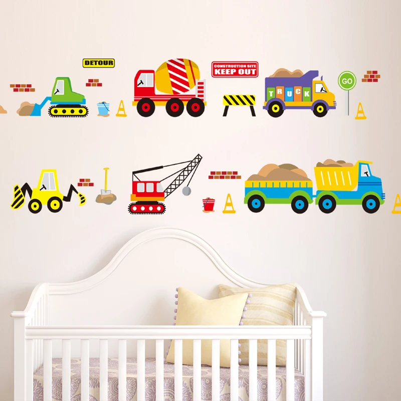 Cartoon Cars Kids Room Wall Sticker For Children\'s Kids Room Baby Bedroom Wall Decals Window Poster 3D Car Stickers Wallpaper