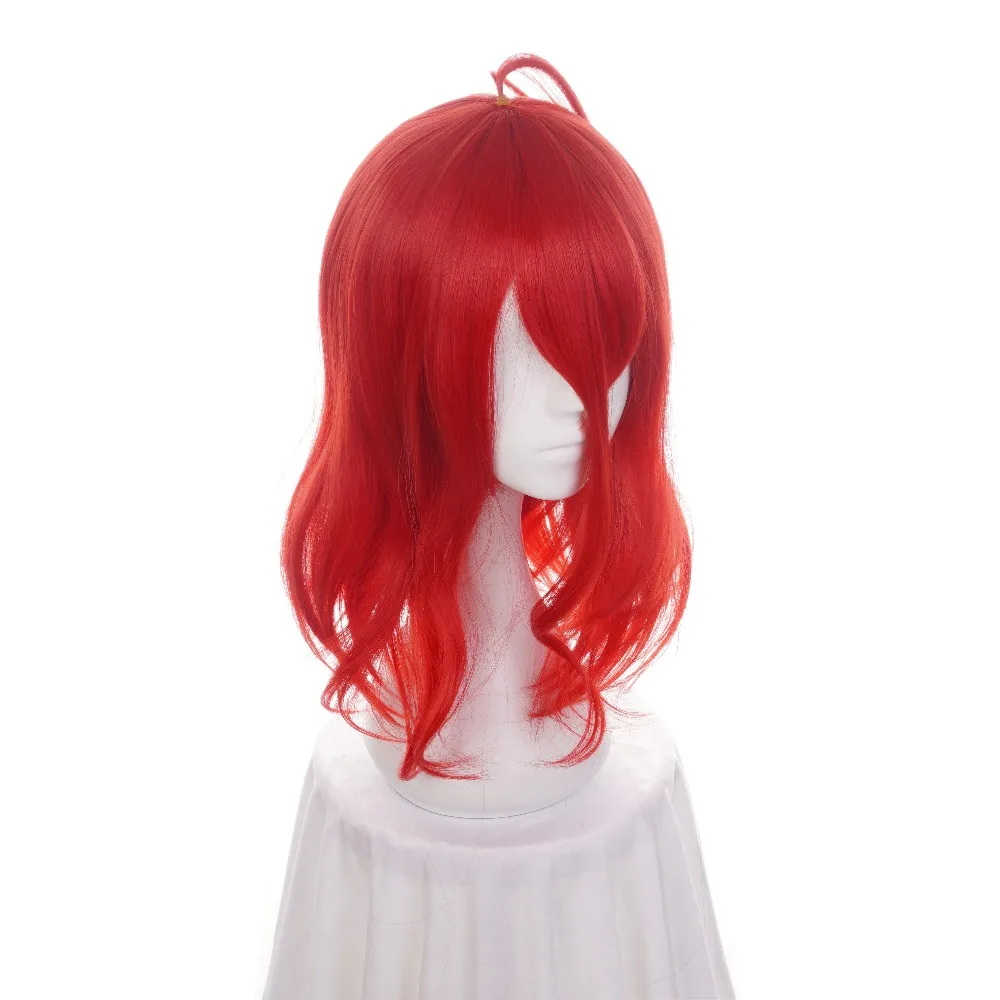 Ccutoo 45Cm Merah Keriting Rambut Sintetis Gaya Wig Houseki No Kuni Cinnabar Cosplay Wig Penuh Tahan Panas Serat