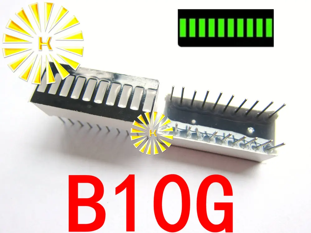 50PCSx 10 Segment Green Red Blue Yellow Jade Green White Digital Tube LED Bar 10*25mm Display Module B10G B10R B10BB Light Beads