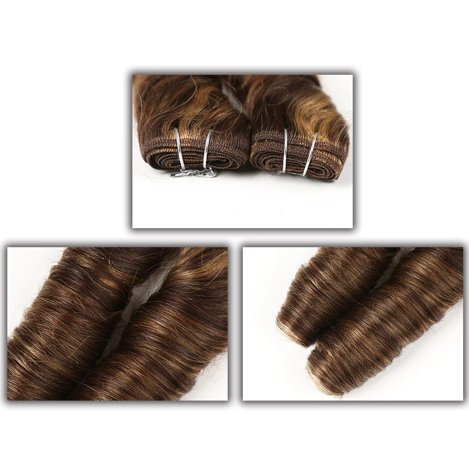 Sleek Doppel Gezogen Lose Welle Farbe P4/27 P6/27 P1B/30 P4/30 Brasilianische Remy menschliches Haar Bundles 1Pcs Hollywood Welle Haar Bundles