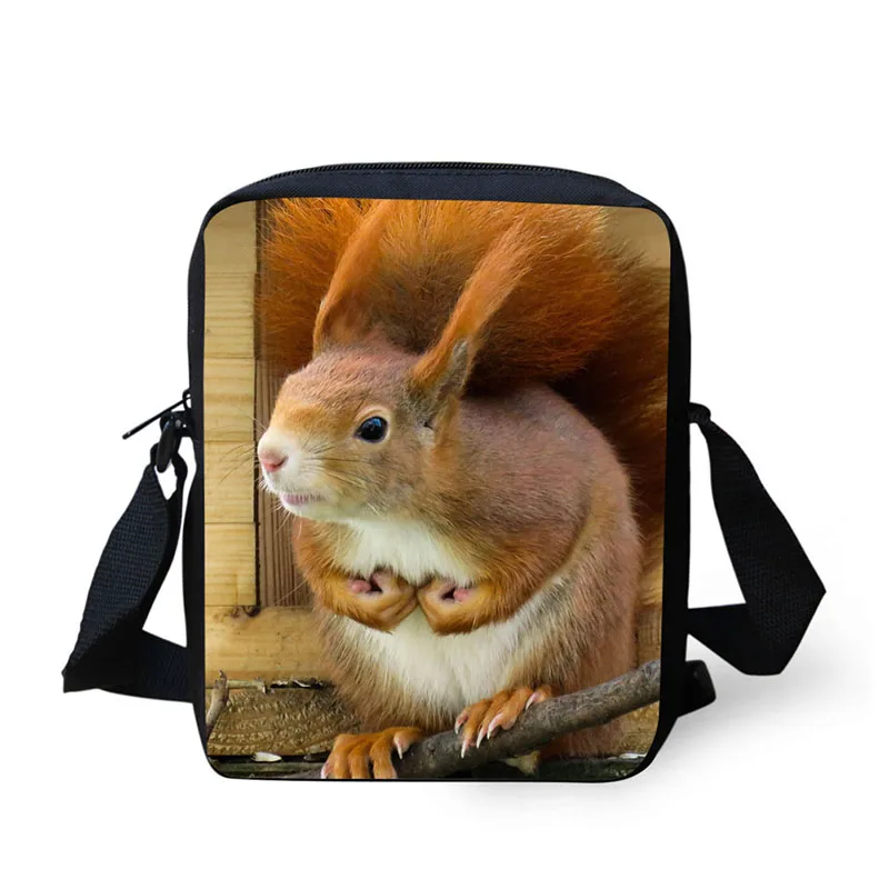 High quality 3D print  Forest squirrels pattern adult and children's messenger bag shoulder bag diagonal package bag purse hot