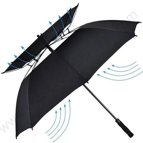 

132cm visible real double layers frame ventilation anti-thunder fiberglass auto open windproof anti static golf umbrella