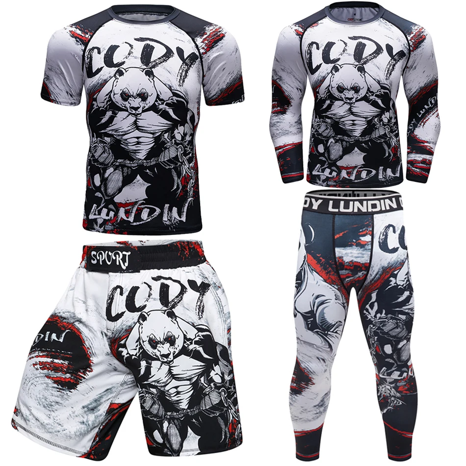 Rashguard men\'s Kimono Jiu Jitsu Mma T-shirt+Pants Sets Muay thai Shorts Bjj Rashguard for Men Gym Boxing Jerseys Clothing Boxeo