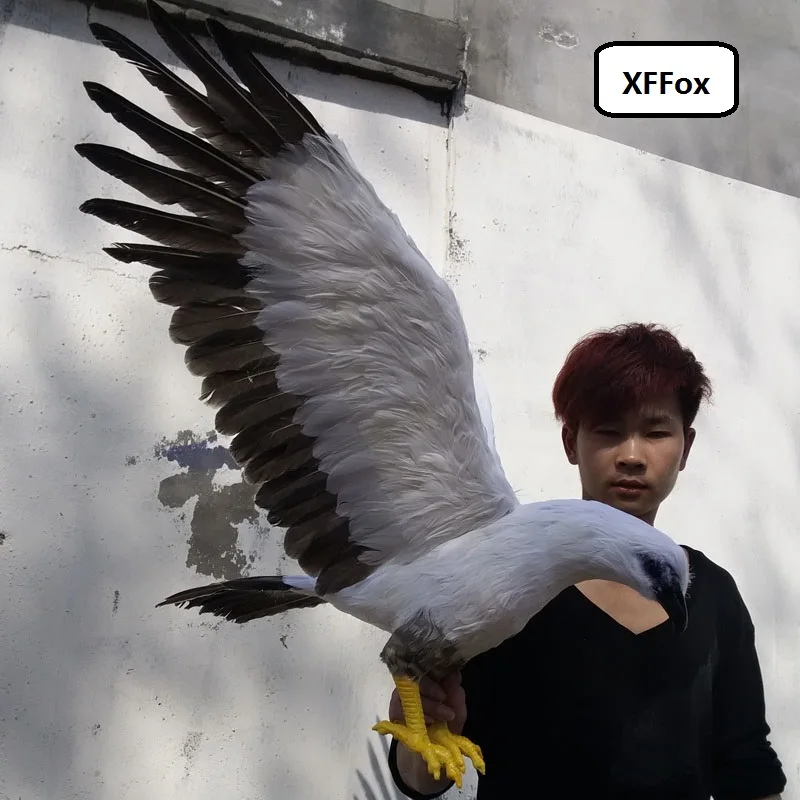 huge simulation white&gray eagle model foam&feather wings eagle bird model gift about 90x45cm xf0910