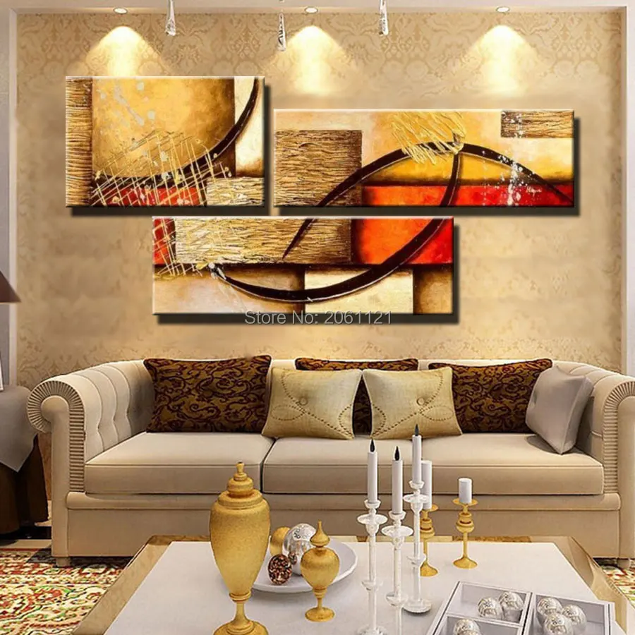 

Cheap canvas art YELLOW 3 panels modern abstract oil painting on canvas hand painted wall art HOME DECORATION PICTURE 2P28