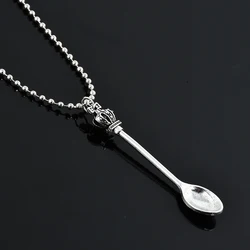 Crown Mini Tea Spoon Pendant Necklace Long Chain Charm Jewelry Necklaces For Women Sweater Jewelry Accessories