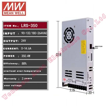 Original MEAN WELL LRS-350 Single Output 350W 5V 12V 24V 36V 48V meanwell Power Supply UL CB CE 30mm thickness 110VAC or 230VAC