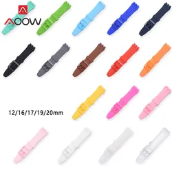 Colorful Silicone Watchband for Swatch Watch 12mm 16mm 17mm 19mm 20mm Rubber Replace Bracelet Strap Band Accessories Pink Black