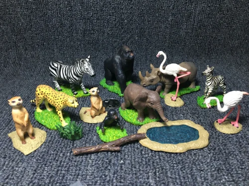 mini  pvc  figure   hippo  lion elephant  zebra   toy   set