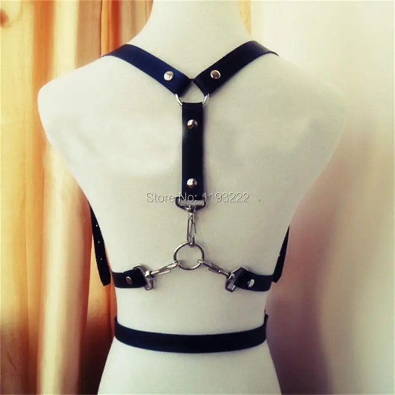 Release Myself Punk Gothic 100% Handcrafted Leather Girl Harness Two Row Body Waist Straps Belts