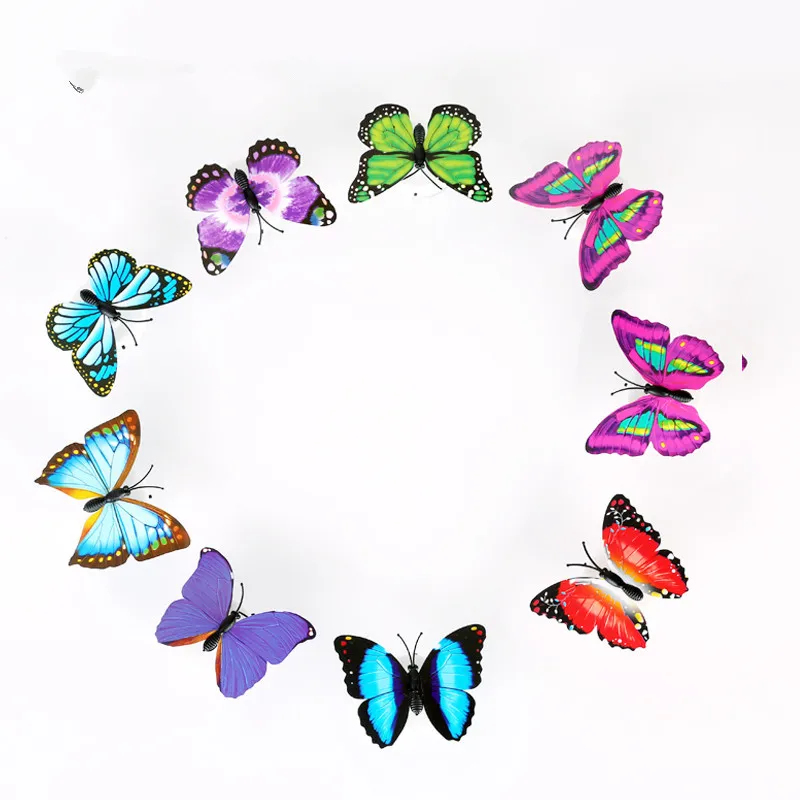 Lámpara Led de mariposa para decoración del hogar, luz nocturna para Navidad, boda, escritorio, Multicolor, 10 unids/lote