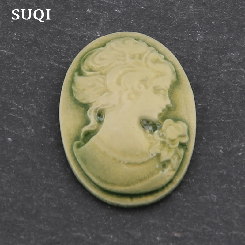 Fashion Resin cameo base many colors Vintage Style Oval cameo lady pendant Cabochon For Jewelry Making accessories Wholesale