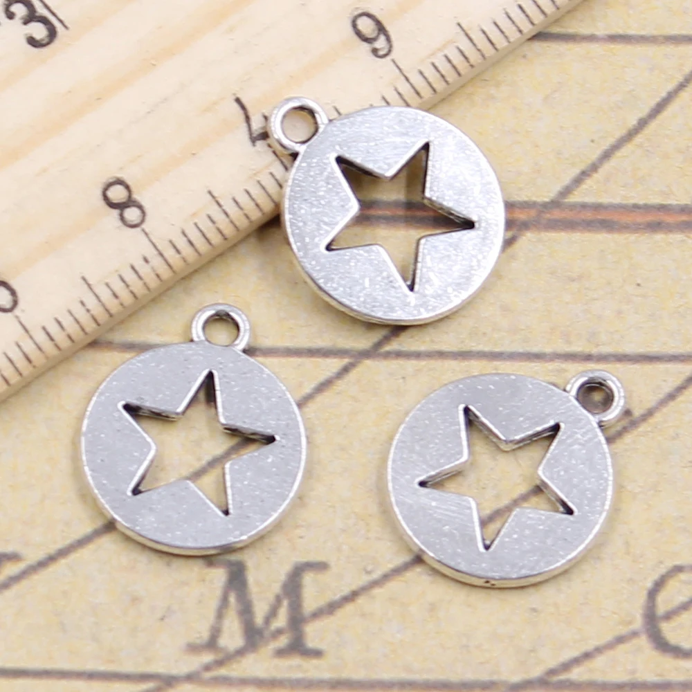 20 sztuk Charms Hollow gwiazda wyciąć 18x15mm Antique srebrny kolor zawieszki dokonywanie DIY Handmade biżuteria Factory hurt