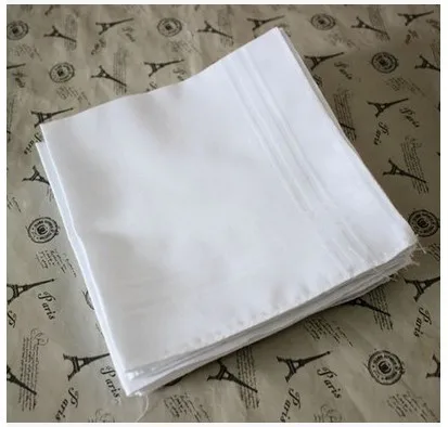 5PCS Pure White Hankerchiefs 100% Cotton Handkerchiefs Women Men 40cm*40cm Pocket Square Wedding Plain DIY Print Draw Hankies
