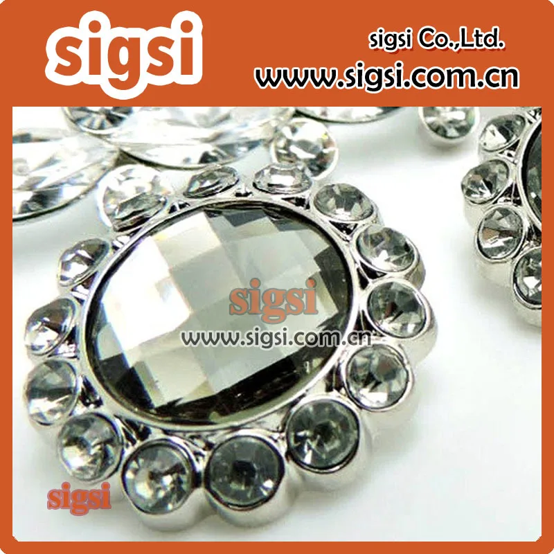 silver fashion acrylic rhinestone buttons for garments accessories