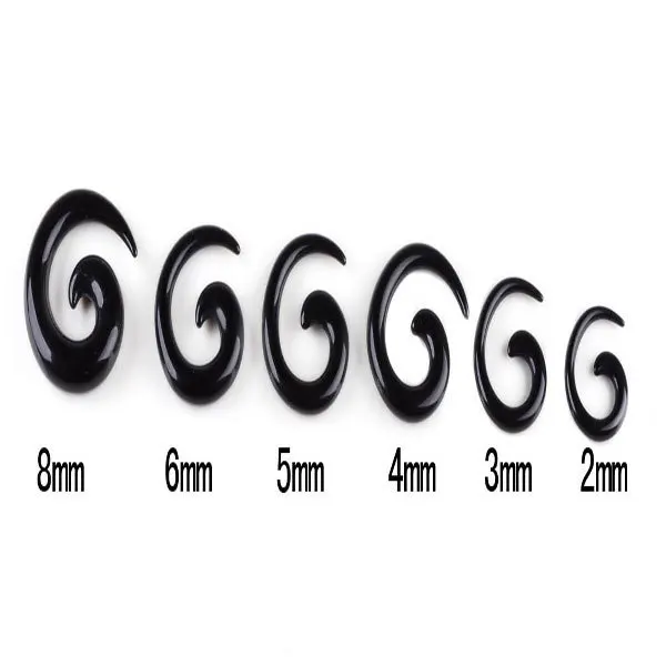 Wholesale 12Pcs/lot Black Spiral Ear Tapers Piercing Body Jewelry Lot Acrylic Ear Tapers Fake Ear Expander Plug Tunnel Kit