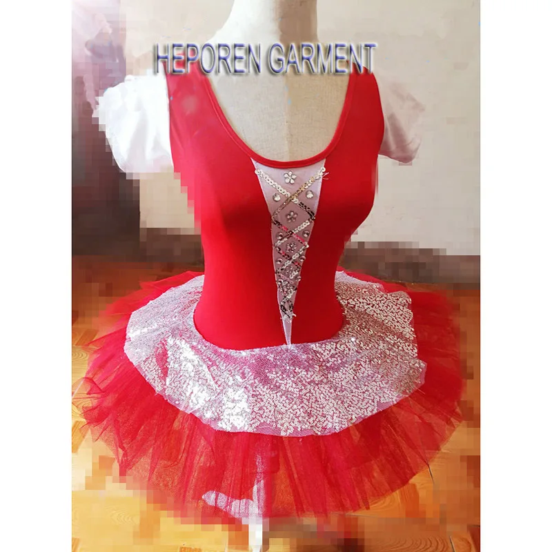 Red Girl Ballet Tutus For Housemaid Peasant, Pettiskirts Skirt Lace Up Giselle Dress Village Kid Or Women