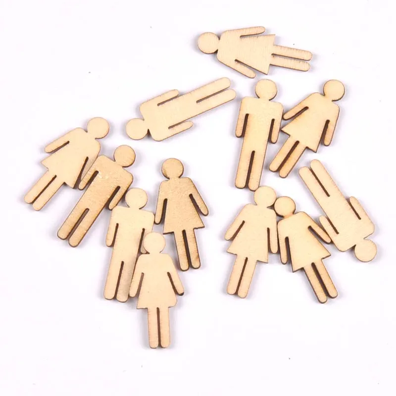 20Pcs/set Wood Handicraft Man/lady DIY Wooden Crafts Scrapbookings Accessories Embellishment decorations 10x35mm MT1921