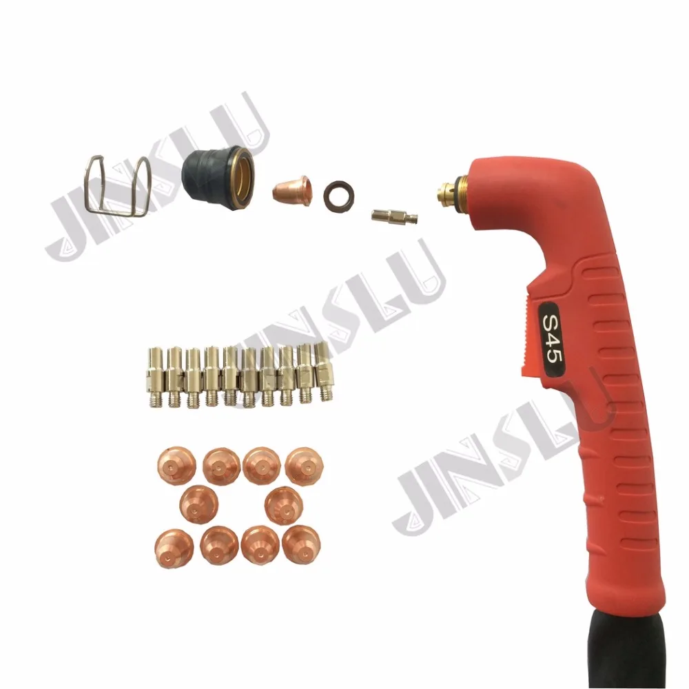 21PCS S45 Plasma Cutting Torch Body Red Handle & Consumables Electrode PR0110 & Tips PD0116-08