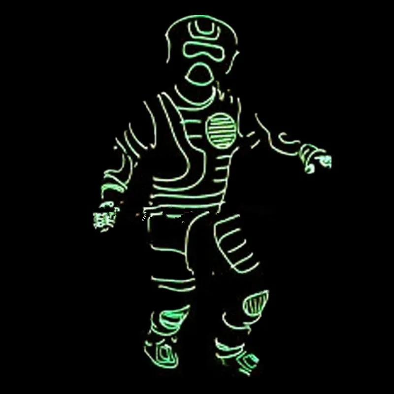 Custom Design Led Luminous Neon EL Wire Costume,Mask,Gloves And Shoes Halloween Dance Wear For Stage Show,Club, Bar,DJ