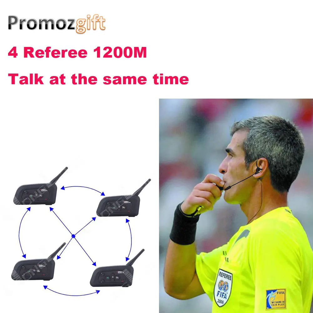 

4 Referees talk at the same time Soccer Coach Football bluetooth wireless intercomunicadore arbitro Referee Headset