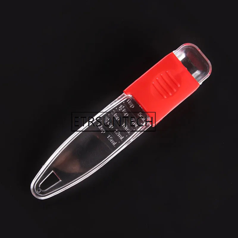 200pcs Plastic Adjustable Measuring Spoon Kitchen Transparent Red Baking Cooking Tools Measuring Scoop