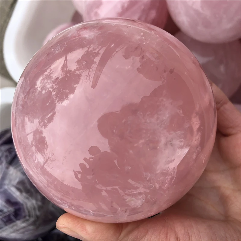 Large 9-10cm Natural pink Rose Quartz  sphere Rose Quartz  ball for Girl meditation reiki grid magic natural quartz crystal