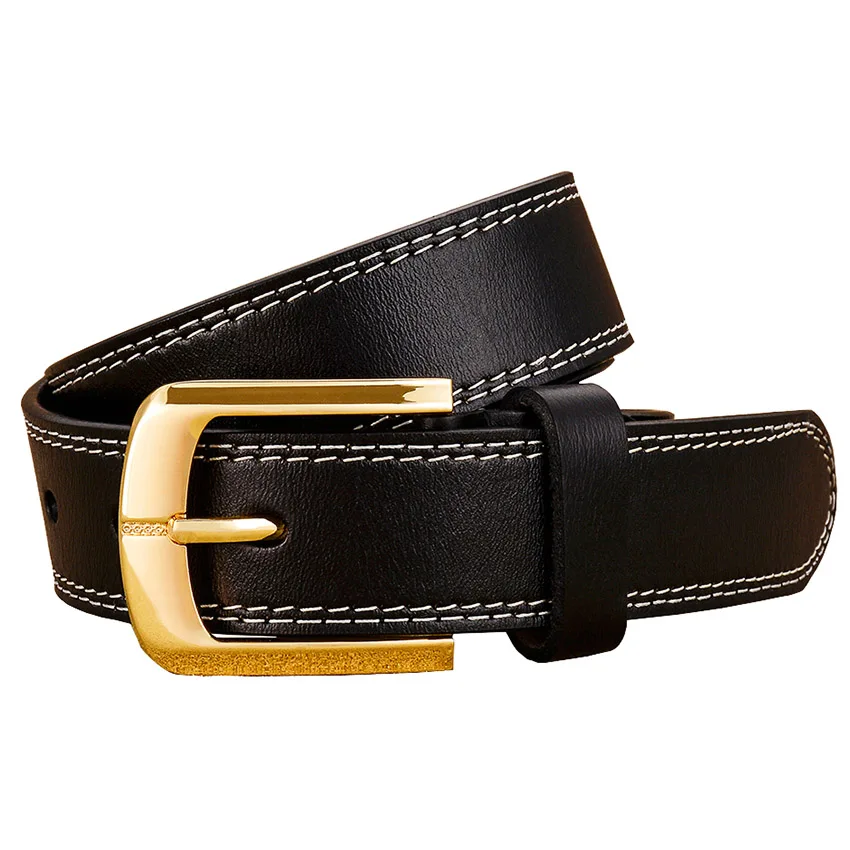 Fashion Genuine leather belts for women stitching up belt woman Gold Pin buckle High quality second layer cow skin strap female