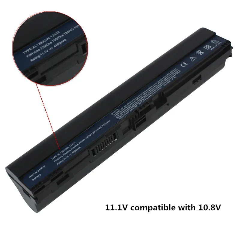 6 CELLS Laptop Battery For Acer Aspire One 725 756 V5-171 AL12X32 AL12A31 AL12B31 AL12B32 TravelMate B113 C710 Chromebook