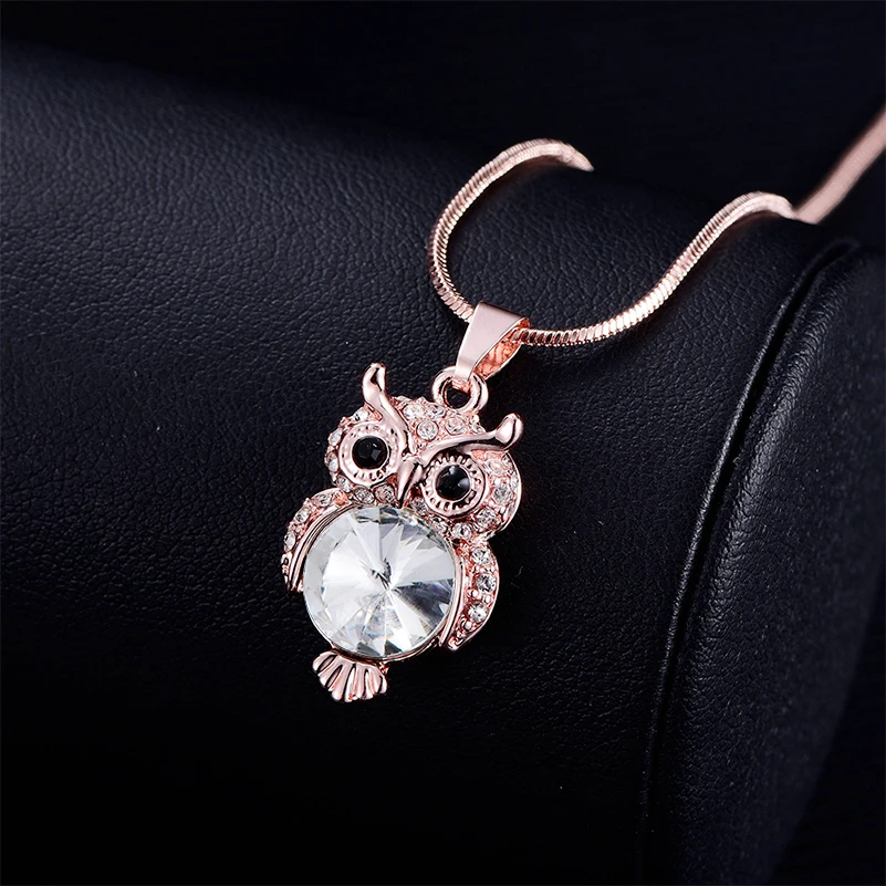 Gold Silver Color Chokers Necklaces For Women Accessories Fashion Jewelry Small Cute Owl Rhinestone Pendant Necklace Gift 2020
