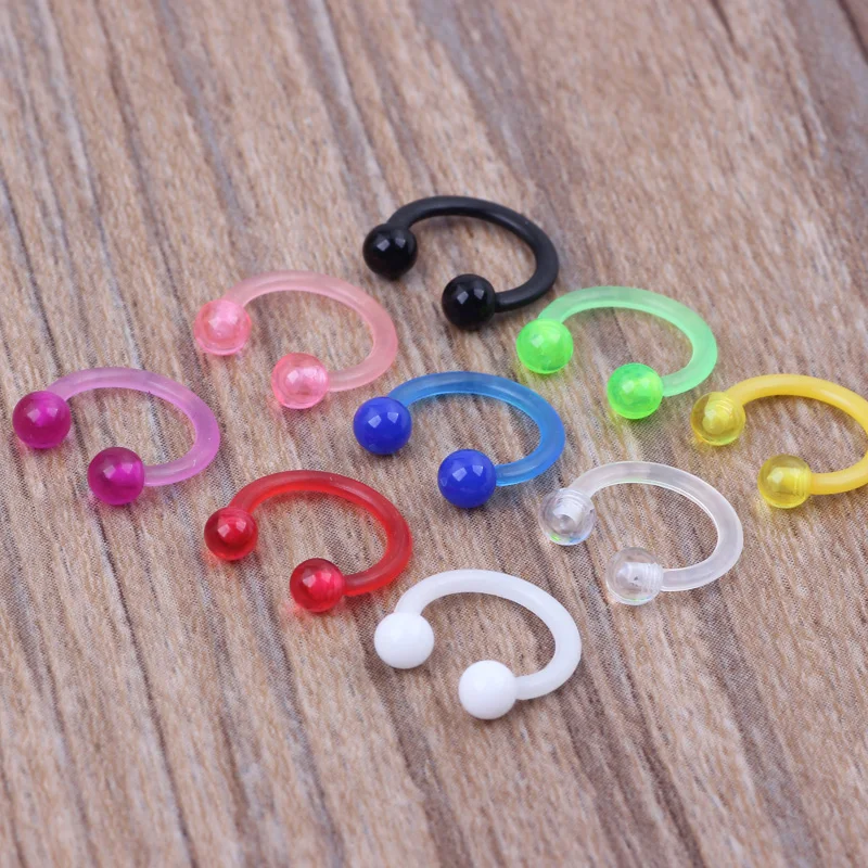 JUNLOWPY 16G Acrylic UV Nose Ring Hoop Septum Rings Nose Tragus Cartilage Earring Helix Fashion Piercing Body Jewelry 200/500pcs