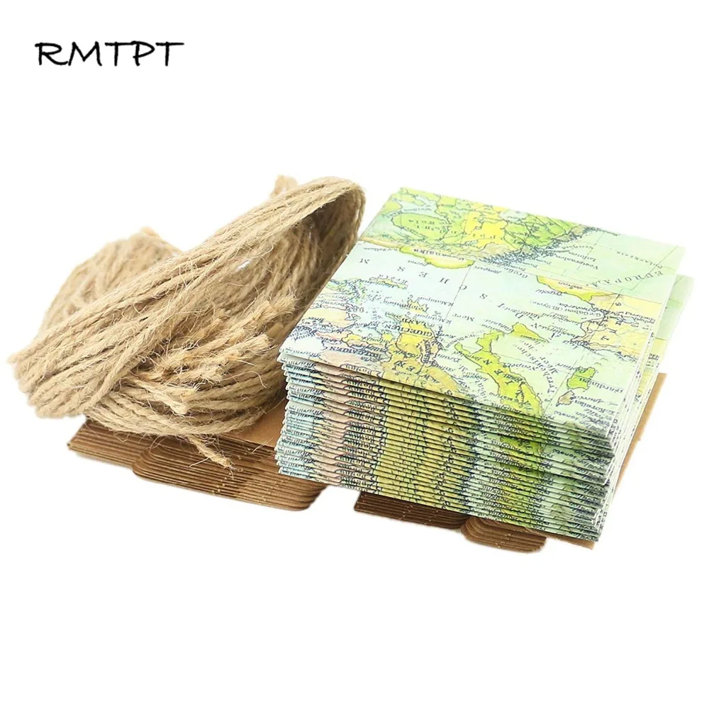 RMTPT 50pcs/Lot World Map Drawers Design Candy Gift Boxes Baby shower Birthday party Craft Paper Case for Wedding Favors