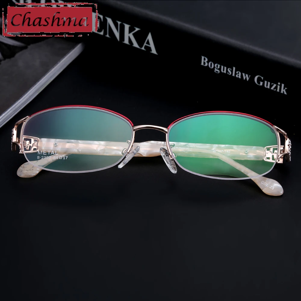 Chashma Fashion Pure Titanium Frame Lentes Opticos Gafas Top Quality Designer Frames Light Eyeglasses Rhinestone Glasses Women