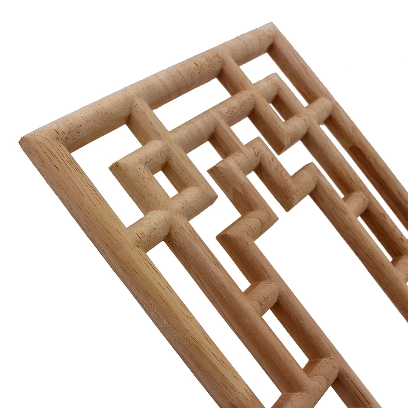 VZLX Vintage Unpainted Carved Corner Onlay Frame for Home Wall Cabinet Door Wood Appliques for Furniture Wooden Madera Legno
