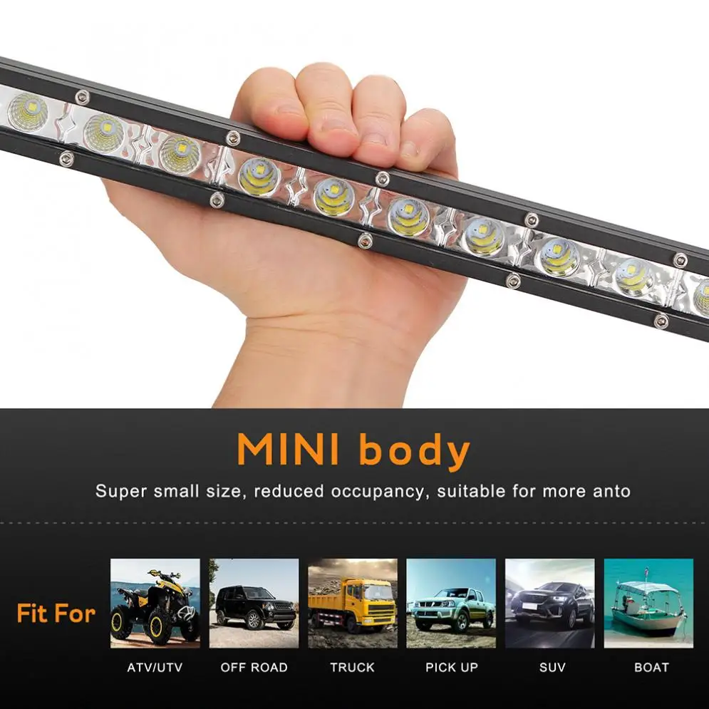 26 Inch 72W 6000K Waterproof  Car LED Strip Work  Light Bar Single Row Off Road Led Lights for Jeeps / SUV /Motorcycles